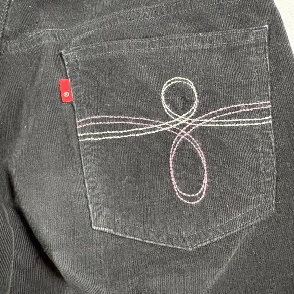 Levi’s 515 Boot Cut Pants Womens 28x29 Black Corduroy Y2K Retro Flare Stitch - Picture 8 of 8